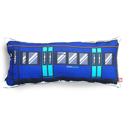 Raw Inc / England BR375 South Eastern blue train 65cm cushion