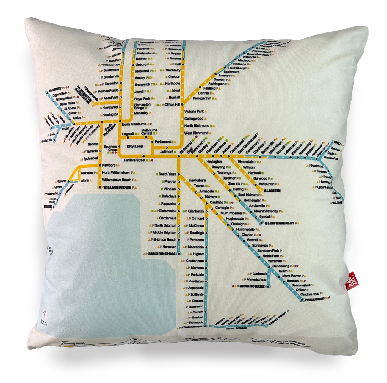 Raw Inc / VIC Railway Map 50x50cm cushion