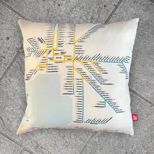 Raw Inc / Australian VIC Railway Map 45x45cm cushion